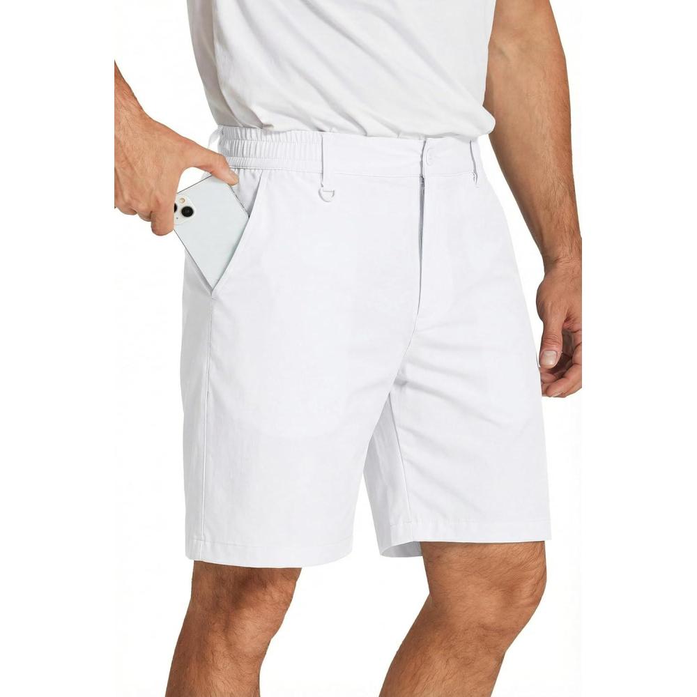 imageCOOFANDY Mens Golf Shorts 8 Inch Lightweight Quick Dry Casual Dress Shorts Hiking Travel Shorts with PocketsWhite