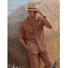 COOFANDY Men 2 Piece Linen Outfit Beach Button Down Shirt Casual Loose Pant Sets(Caramel)