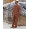 COOFANDY Men 2 Piece Linen Outfit Beach Button Down Shirt Casual Loose Pant Sets(Caramel)