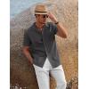 COOFANDY Men 2 Piece Linen Outfit Beach Button Down Shirt Casual Loose Pant Sets(Dark Gray Shirt/White Pants)