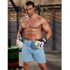 COOFANDY Men’s 3 Pack Workout Gym Shorts Mesh Athletic Shorts Lightweight Bodybuilding Training Short Pants with Pockets(Light Blue)
