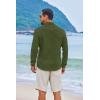 COOFANDY Men’s Casual Button Down Shirts Long Sleeve Cotton Beach Wedding Shirt Summer Linen Shirt for Men(Army Green)
