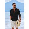 COOFANDY Men’s Casual Button Down Shirts Long Sleeve Cotton Beach Wedding Shirt Summer Linen Shirt for Men(Black)