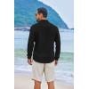 COOFANDY Men’s Casual Button Down Shirts Long Sleeve Cotton Beach Wedding Shirt Summer Linen Shirt for Men(Black)