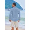 COOFANDY Men’s Casual Button Down Shirts Long Sleeve Cotton Beach Wedding Shirt Summer Linen Shirt for Men(Light Blue)