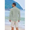 COOFANDY Men’s Casual Button Down Shirts Long Sleeve Cotton Beach Wedding Shirt Summer Linen Shirt for Men(Light Green)
