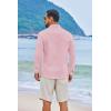 COOFANDY Men’s Casual Button Down Shirts Long Sleeve Cotton Beach Wedding Shirt Summer Linen Shirt for Men(Pink)