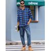 COOFANDY Men’s Casual Long Sleeve Button Up Plaid Flannel Shirt Jacket with Pocket(Buffalo Black Blue)