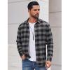 COOFANDY Men’s Casual Long Sleeve Button Up Plaid Flannel Shirt Jacket with Pocket(Buffalo Black Gray)