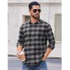 COOFANDY Men’s Casual Long Sleeve Button Up Plaid Flannel Shirt Jacket with Pocket(Buffalo Black Gray)