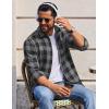 COOFANDY Men’s Casual Long Sleeve Button Up Plaid Flannel Shirt Jacket with Pocket(Buffalo Black Gray)