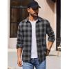 COOFANDY Men’s Casual Long Sleeve Button Up Plaid Flannel Shirt Jacket with Pocket(Buffalo Black Gray)