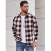COOFANDY Men’s Casual Long Sleeve Button Up Plaid Flannel Shirt Jacket with Pocket(Buffalo Black Pink)