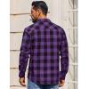 COOFANDY Men’s Casual Long Sleeve Button Up Plaid Flannel Shirt Jacket with Pocket(Buffalo Black Purple)