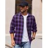 COOFANDY Men’s Casual Long Sleeve Button Up Plaid Flannel Shirt Jacket with Pocket(Buffalo Black Purple)