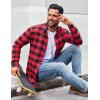 COOFANDY Men’s Casual Long Sleeve Button Up Plaid Flannel Shirt Jacket with Pocket(Buffalo Black Red)