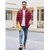 COOFANDY Men’s Casual Long Sleeve Button Up Plaid Flannel Shirt Jacket with Pocket(Buffalo Black Red)