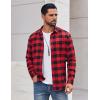 COOFANDY Men’s Casual Long Sleeve Button Up Plaid Flannel Shirt Jacket with Pocket(Buffalo Black Red)
