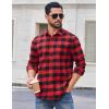 COOFANDY Men’s Casual Long Sleeve Button Up Plaid Flannel Shirt Jacket with Pocket(Buffalo Black Red)