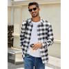 COOFANDY Men’s Casual Long Sleeve Button Up Plaid Flannel Shirt Jacket with Pocket(Buffalo Black White)