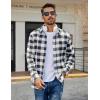 COOFANDY Men’s Casual Long Sleeve Button Up Plaid Flannel Shirt Jacket with Pocket(Buffalo Black White)