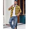 COOFANDY Men’s Casual Long Sleeve Button Up Plaid Flannel Shirt Jacket with Pocket(Buffalo Black Yellow)