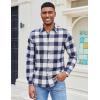 COOFANDY Men’s Casual Long Sleeve Button Up Plaid Flannel Shirt Jacket with Pocket(Buffalo Blue White)