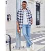 COOFANDY Men’s Casual Long Sleeve Button Up Plaid Flannel Shirt Jacket with Pocket(Buffalo Blue White)