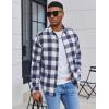 COOFANDY Men’s Casual Long Sleeve Button Up Plaid Flannel Shirt Jacket with Pocket(Buffalo Blue White)