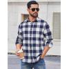 COOFANDY Men’s Casual Long Sleeve Button Up Plaid Flannel Shirt Jacket with Pocket(Buffalo Blue White)
