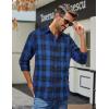 COOFANDY Men’s Casual Long Sleeve Button Up Plaid Flannel Shirt Jacket with Pocket(Plaid – Black Blue)