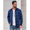 COOFANDY Men’s Casual Long Sleeve Button Up Plaid Flannel Shirt Jacket with Pocket(Plaid – Black Blue)