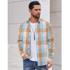 COOFANDY Men’s Casual Long Sleeve Button Up Plaid Flannel Shirt Jacket with Pocket(Plaid – Khaki Blue)