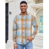 COOFANDY Men’s Casual Long Sleeve Button Up Plaid Flannel Shirt Jacket with Pocket(Plaid – Khaki Blue)