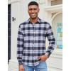 COOFANDY Men’s Casual Long Sleeve Button Up Plaid Flannel Shirt Jacket with Pocket(Plaid – Navy White)