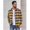 COOFANDY Men’s Casual Long Sleeve Button Up Plaid Flannel Shirt Jacket with Pocket(Plaid – Navy Yellow)