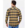 COOFANDY Men’s Casual Long Sleeve Button Up Plaid Flannel Shirt Jacket with Pocket(Plaid – Navy Yellow)