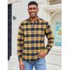 COOFANDY Men’s Casual Long Sleeve Button Up Plaid Flannel Shirt Jacket with Pocket(Plaid – Navy Yellow)