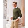 COOFANDY Men’s Crewneck Sweaters Long Sleeve Dress Knit Sweater Lightweight Slim Fit Pullover Sweaters(Army Green)