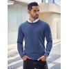 COOFANDY Men’s Crewneck Sweaters Long Sleeve Dress Knit Sweater Lightweight Slim Fit Pullover Sweaters(Blue)