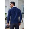 COOFANDY Men’s Crewneck Sweaters Long Sleeve Dress Knit Sweater Lightweight Slim Fit Pullover Sweaters(Christmas Blue)