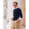 COOFANDY Men’s Crewneck Sweaters Long Sleeve Dress Knit Sweater Lightweight Slim Fit Pullover Sweaters(Dark Blue)