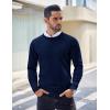 COOFANDY Men’s Crewneck Sweaters Long Sleeve Dress Knit Sweater Lightweight Slim Fit Pullover Sweaters(Dark Blue)