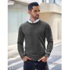 COOFANDY Men’s Crewneck Sweaters Long Sleeve Dress Knit Sweater Lightweight Slim Fit Pullover Sweaters(Dark Grey)