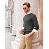 COOFANDY Men’s Crewneck Sweaters Long Sleeve Dress Knit Sweater Lightweight Slim Fit Pullover Sweaters(Dark Grey)