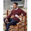 COOFANDY Men’s Crewneck Sweaters Long Sleeve Dress Knit Sweater Lightweight Slim Fit Pullover Sweaters(Dark Red/Black (Two-tone Colors))