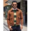 COOFANDY Men’s Crewneck Sweaters Long Sleeve Dress Knit Sweater Lightweight Slim Fit Pullover Sweaters(Green/Apricot Stripe)