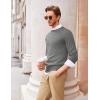 COOFANDY Men’s Crewneck Sweaters Long Sleeve Dress Knit Sweater Lightweight Slim Fit Pullover Sweaters(Grey)