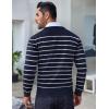 COOFANDY Men’s Crewneck Sweaters Long Sleeve Dress Knit Sweater Lightweight Slim Fit Pullover Sweaters(Navy/White Mariner Stripe)