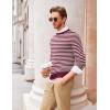 COOFANDY Men’s Crewneck Sweaters Long Sleeve Dress Knit Sweater Lightweight Slim Fit Pullover Sweaters(Pinstripes White/Wine)